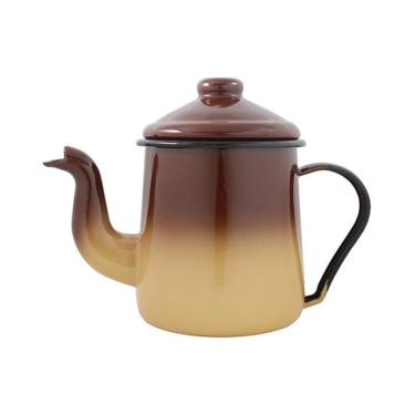 Imagem de Cafeteira Tradicional Esmaltada Marrom Degradê 1,1L Aço Especial Atóxico para Servir e Decorar Ewel