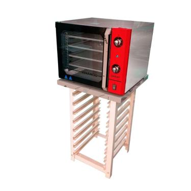 Imagem de Kit Forno Turbo Elétrico de Convecção Metalúrgica Venâncio FCSB4E Aço Inox 55L com Mesa Vermelho 220V