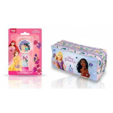 Imagem de Kit Estojo Duplo Princesas Dac Original + Borracha e Apontador Princes