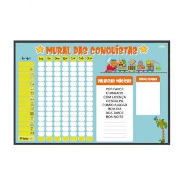 Imagem de Planner Mural das Conquistas Kids MDF Preto 60x40cm 4912 - Stalo
