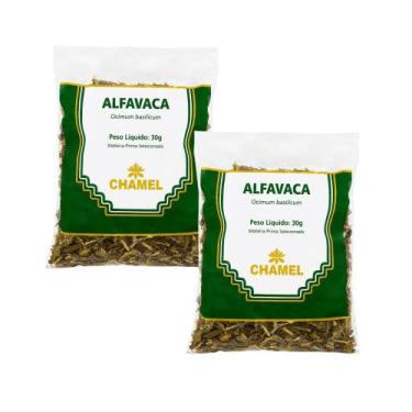 Imagem de Kit 2 Alfavaca Mista Chamel 30g Folhas Seca Produto Original