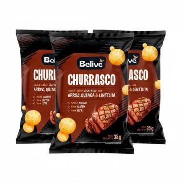 Imagem de Kit 3 snacks assado churrasco sem glut e leite 35g belive