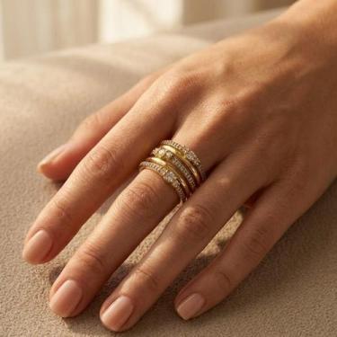 Imagem de Anel com pedras - ALBAA JOIAS, Dourado, Cristal, 14