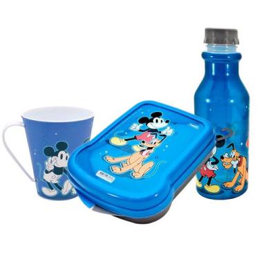 Imagem de Kit Mickey, Garrafinha Infantil 500ml Retrô, Caneca Infantil 360ml , e