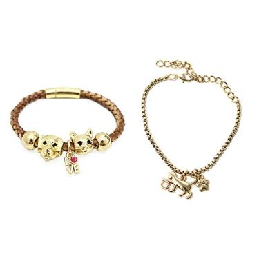 Imagem de Kit C/02 Pulseiras Feminina Pet Cachorro Gato Patinha(20cm)