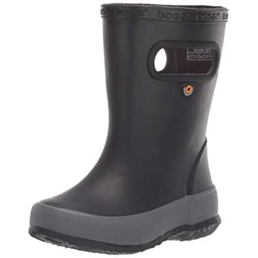 Imagem de BOGS Bota de chuva impermeável para crianças Skipper, Preto liso, 5 Little Kid