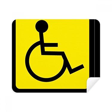 Imagem de Warning Symbol Limpador de tela quadrado para pessoas com deficiência, amarelo, preto, 2 peças, tecido de camurça