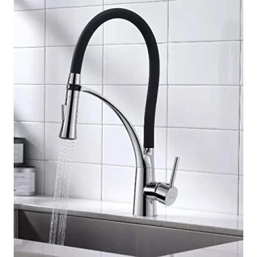 Imagem de Torneira Cozinha Preta Flexível Gourmet Misturador Mesa