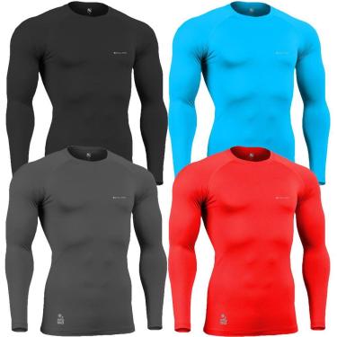 Imagem de Kit C/ 4 Camisas de Compressão Térmica Stigli Pro Proteção Solar FPU50+ Manga Longa Poliamida
