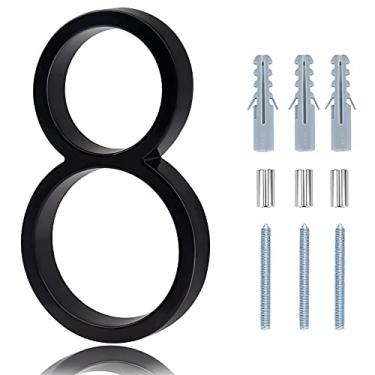 Imagem de Números de casas modernas para o exterior - números de casas flutuantes de 5 polegadas com kit de unhas e instruções fáceis de instalar número 8