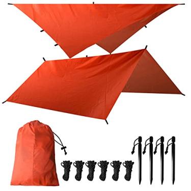 Imagem de Lona de acampamento portátil, rede à prova d'água, cobertura de lona para chuva, abrigo leve de pano para acampamento, mochila e aventura ao ar livre, 3 x 3 m
