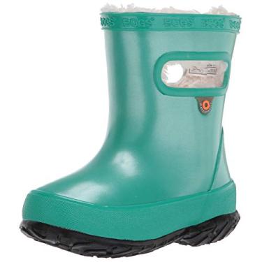 Imagem de BOGS Bota de chuva unissex infantil skipper de borracha impermeável para meninos e meninas, Pelúcia metálica - turquesa, 17