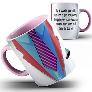 Imagem de Caneca rosa gravata Papai pai que cuida e Protege