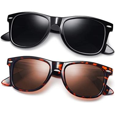 Imagem de Joopin Óculos de Sol Masculinos Femininos Polarizados Quadrado Óculos de Sol Esportivos para Dirigir UV Proteção (Preto Brilhante+Tartaruga)