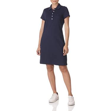 Imagem de Nautica Vestido polo feminino de algodão elástico de manga curta clássico fácil, Marinhos, G