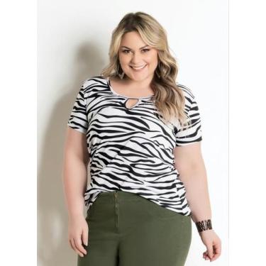 Imagem de Blusa Plus Size Animal Print Estampa Zebra T-Shirt - Quintess
