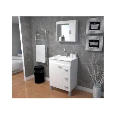 Imagem de Gabinete Armário Para Banheiro Com Cuba E Espelheira Brava Branco - Ga