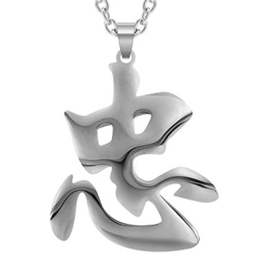 Imagem de Personagem Chinês Japonês Kanji Honor, Lealdade, Colar Pingente AllenIverson Aço Inoxidável Símbolo Corrente Colares Boa Sorte Berloque Joias para Mulheres Homens Motociclista Legal