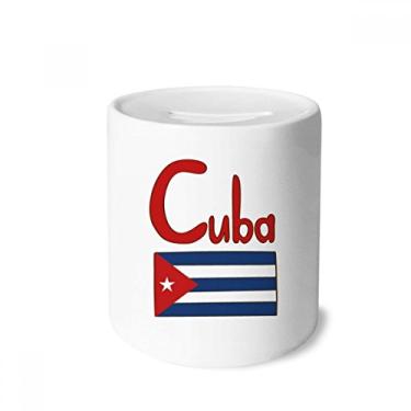 Imagem de DIYthinker Cuba National Flag Red Blue Pattern Money Box Saving Banks Ceramic Coin Case Kids Adults