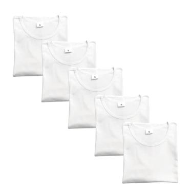 Imagem de Kit 5 Camisetas Feminina Baby look Branca 100% Algodão (M)