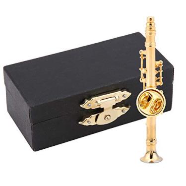 Imagem de Broche de clarinete banhado a ouro broche de instrumento musical com caixa de presente instrumento musical em miniatura feminino broches elegantes para homem e mulher em miniatura instrumento musical