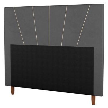 Imagem de Cabeceira Cama Box Casal Dallas 140Cm Linho Cinza