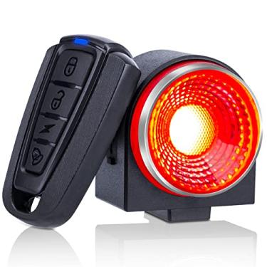 Imagem de Onvian Smart Bike Tail Light Alarme de motocicleta anti-roubo 115db ultra brilhante com controle remoto, à prova d'água, sensor de vibração e alarme de segurança para bicicleta