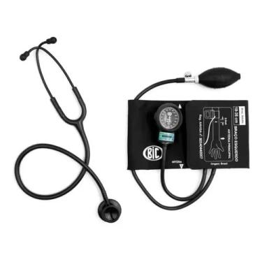 Imagem de Esfigmomanômetro + Estetoscópio Duplo - BIC (PRETO)