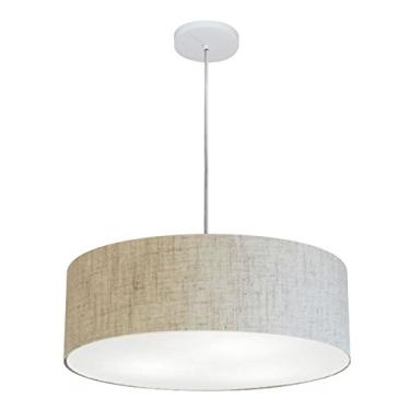 Imagem de Lustre Pendente Cilíndrico Cúpula Tecido 45x15 cm, Vivare Iluminação, Pendente4254 RST, Rustico Bege, Médio
