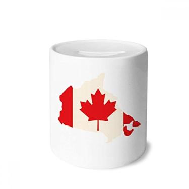 Imagem de DIYthinker Símbolo de folha de bordo vermelho bandeira do Canadá caixa de dinheiro caixa de cerâmica porta-moedas presente de cofrinho