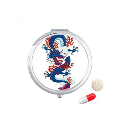 Imagem de Caixa de comprimidos de dragão chinês chinês com estampa de nuvem de bolso caixa de armazenamento de medicamentos dispensador de recipiente