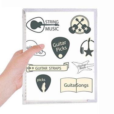 Imagem de Fone de ouvido com estampa de instrumento musical, caderno de folhas soltas, diário recarregável, papelaria