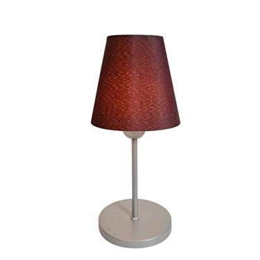 Imagem de Abajur de Mesa Md-2005 Base Aluminio Cinza Cúpula em Tecido Cone Café - Bivolt