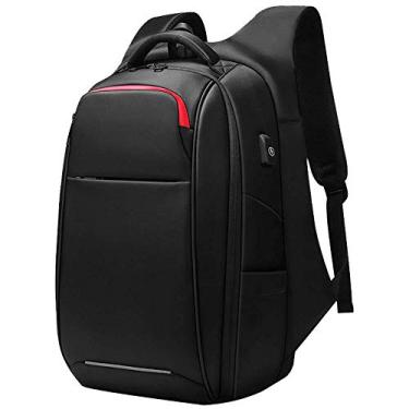 Imagem de Mochila para laptop Mochila para viagem ao ar livre Bolsa para computador, repelente de água de alta densidade, resistente ao desgaste/a arranhões, tecido de PVC preto