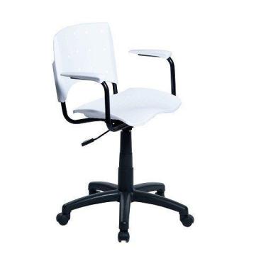 Imagem de Cadeira Secretária Giratória Ergoplax+ Com Braço Branca - Plaxmetal