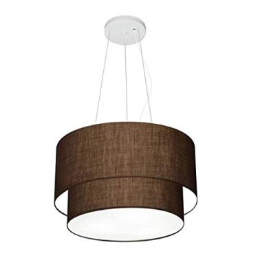 Imagem de Lustre Pendente Duplo Cúpula Tecido 25/40x35, Vivare Iluminação, Pendente4158 LCLC, Café, Médio