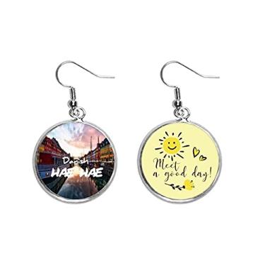 Imagem de Linda Haha, linda cidade, Dinamarca, orelha, sol, flor, brinco, bijuteria, moda