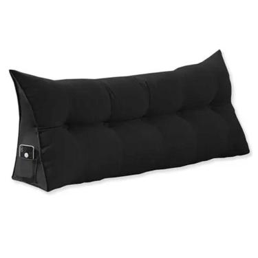 Imagem de Cabeceira Almofada de Apoio Para Encosto Mel Casal 140 cm Suede Preto - LM DECOR