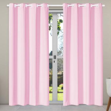 Imagem de Cortina Isa Varão Tecido Oxford 2,80m x 2,30m p/ Porta Balcão - Rosa