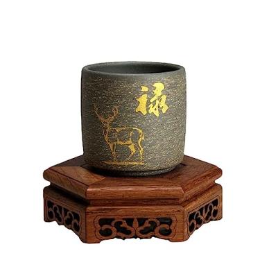 Imagem de SALFEE Conjunto de Taças Xícaras de Argila Roxa de 120 ml Chinoiserie Gravado à Mão Copo Mestre Antigo