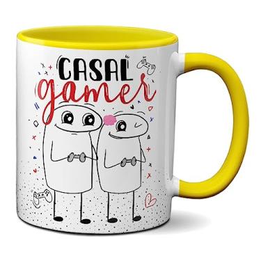 Imagem de Caneca Flork Dia Dos Namorados Presente Fofo Casal Gamer (Amarela)