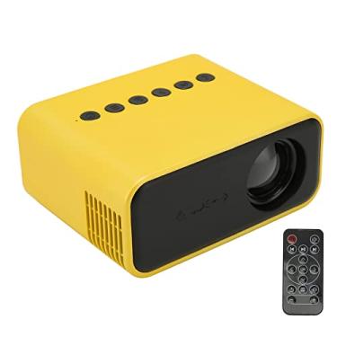 Imagem de Projetor de Filme Portátil, 1080p HD 1920 X 1080 Projetor de Vídeo LED Amarelo para Acampamento Infantil (plugue da ue)