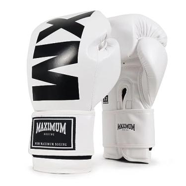 Imagem de Par Luva Mxm Maximum Boxe Tailandes Muay Thai Kickboxing (16 Oz, Branco/Preto)