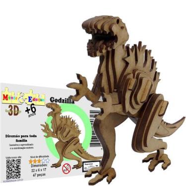 Imagem de Brinquedo Quebra Cabeça 3D Godzilla Mdf - Monte & Eduque