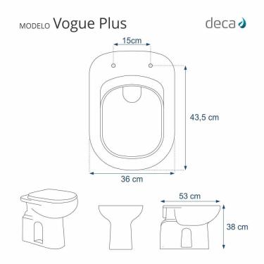 Imagem de Assento Sanitario Fechamento Lento Vogue Plus Branco Para Louça Deca