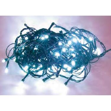 Imagem de Luz de Natal Cordão 100 Lâmpadas Led Branco Fio Verde Pisca 127v 10 Mts