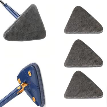 Imagem de Kit com 3 Panos Refil de Microfibra Para Mop Esfregão de Limpeza 360 Triangular Giratório cinza