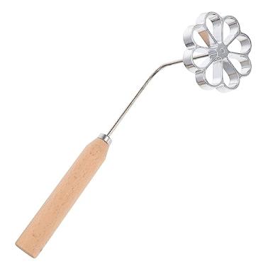 Imagem de Moldes de waffle de alumínio Rosette Timbale com de madeira sueco caseiro para flores de biscoito rosette Bunuelos