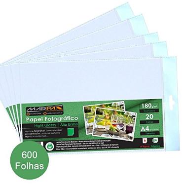 Imagem de Papel Fotográfico 180g Brilhante A4 210x297mm Marpax 600 Fls