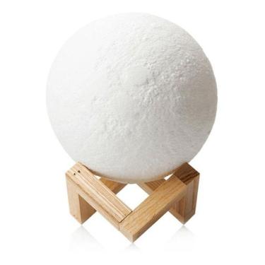 Imagem de Luminaria 3D Lua Cheia 15Cm Usb Touch 4 Cores Não Regarregav